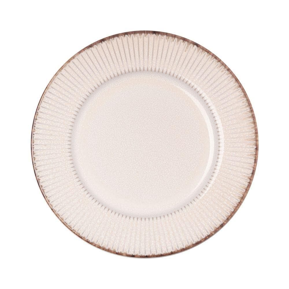 Jogo 4 Prato Raso De Jantar Cerâmica Linear Branco Premium 27cm Lyor