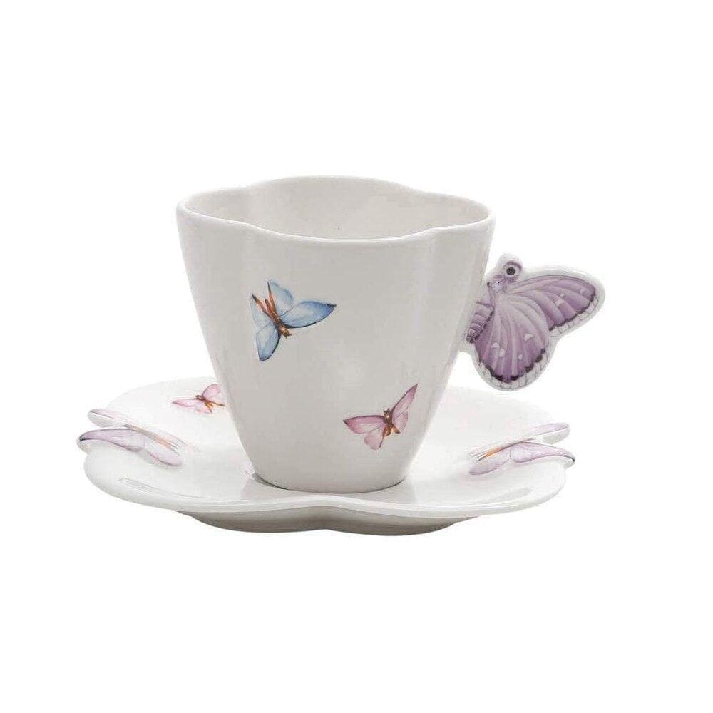 Jogo 12 Xícaras De Café Com Pires Borboletas 100ml Wolff