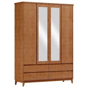 Guarda Roupa 4 Portas 4 Gavetas Espelho Mdf 160 Cm 2813 Freijo Milani Store