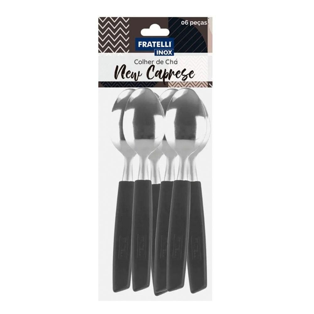 Jogo 12 Colheres De Chá New Caprese Preto Fratelli Inox