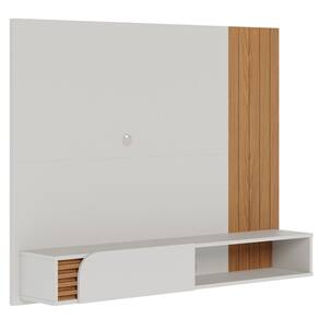 Painel Para Tv 60 Pol Bancada Suspensa 160cm Mayer C04 Off White Matte Freijó - Lyam Decor