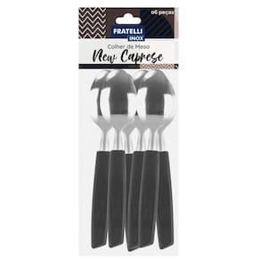 Jogo 6 Colheres De Mesa New Caprese Preto Fratelli Inox