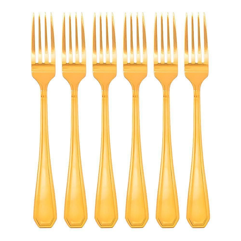 Jogo 6 Garfos Dourado De Mesa Jantar Victoria Gold Inox Fratelli