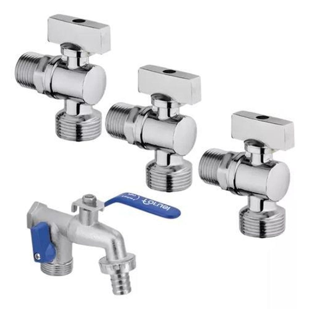 Kit 3 Válvula Registro E 1 Torneira Tanque Com Saída.