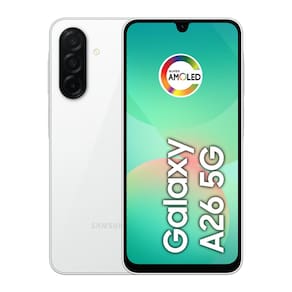 Celular Samsung Galaxy A26 5G 256GB, 8GB RAM, Câmera de 50MP, IP67, Tela Super AMOLED 6.7", NFC - Branco