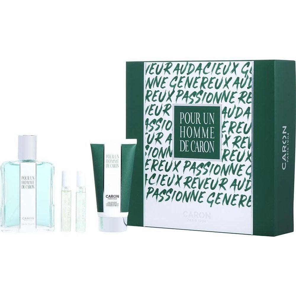 Perfume Masculino Caron Pour Homme Edt Spray 125 ml&gel De Banho 75 Un Le Matin 5 Mini Soir