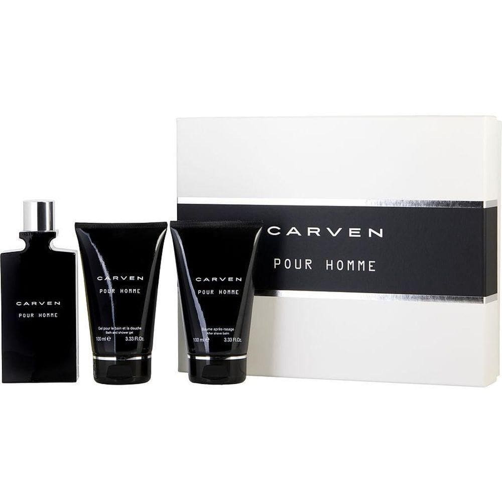 Perfume Masculino Carven Pour Homme Edt Spray 100 ml&pós-barba Balm Gel De Banho