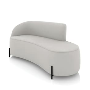 Sofá 3 Lugares Orgânico 180cm Pé Ferro Preto Morgan Veludo Cinza D03 - D`Rossi