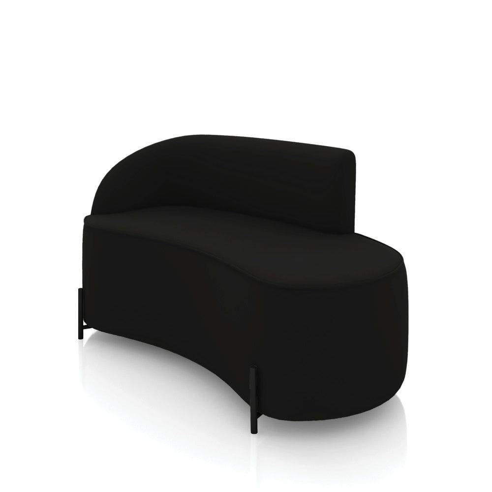 Sofá 2 Lugares Orgânico 140cm Pé Ferro Preto Morgan Veludo Preto D03 - D`Rossi