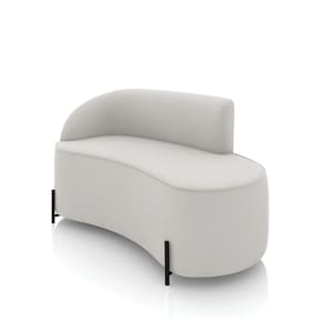 Sofá 2 Lugares Orgânico 140cm Pé Ferro Preto Morgan Veludo Cinza D03 - D`Rossi