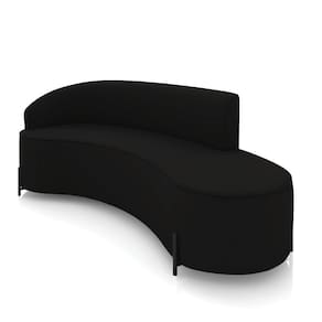 Sofá 4 Lugares Orgânico 220cm Pé Ferro Preto Morgan Veludo Preto D03 - D`Rossi