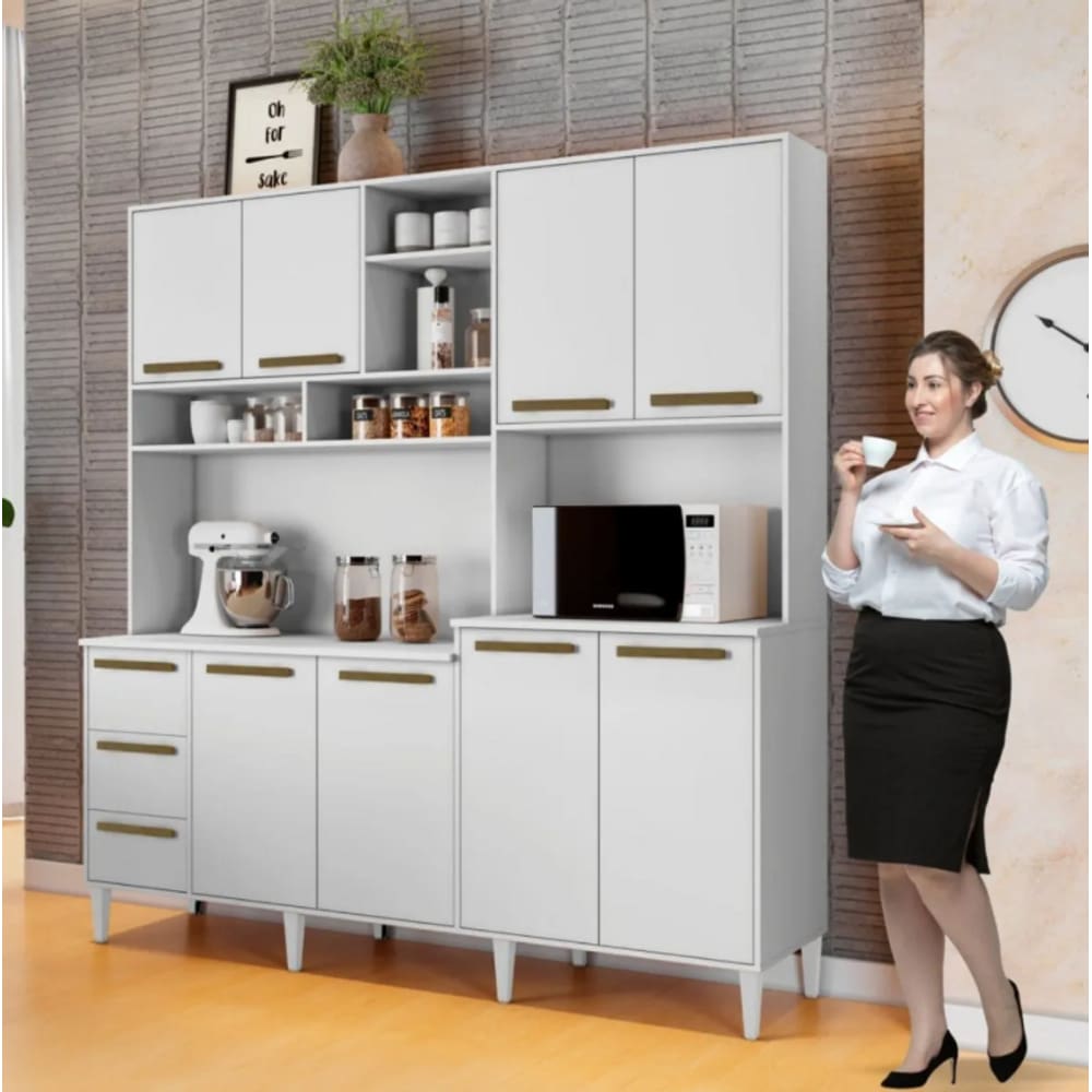 Kit de Cozinha São Luís 8 Portas 3 Gavetas Kaiki Móveis - Branco