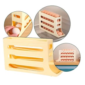 Organizador de Ovos 4 Andares, Design Compacto, Empilhável, Capacidade para 30 Ovos, Sistema Deslizante, Ideal para Geladeiras e Cozinhas