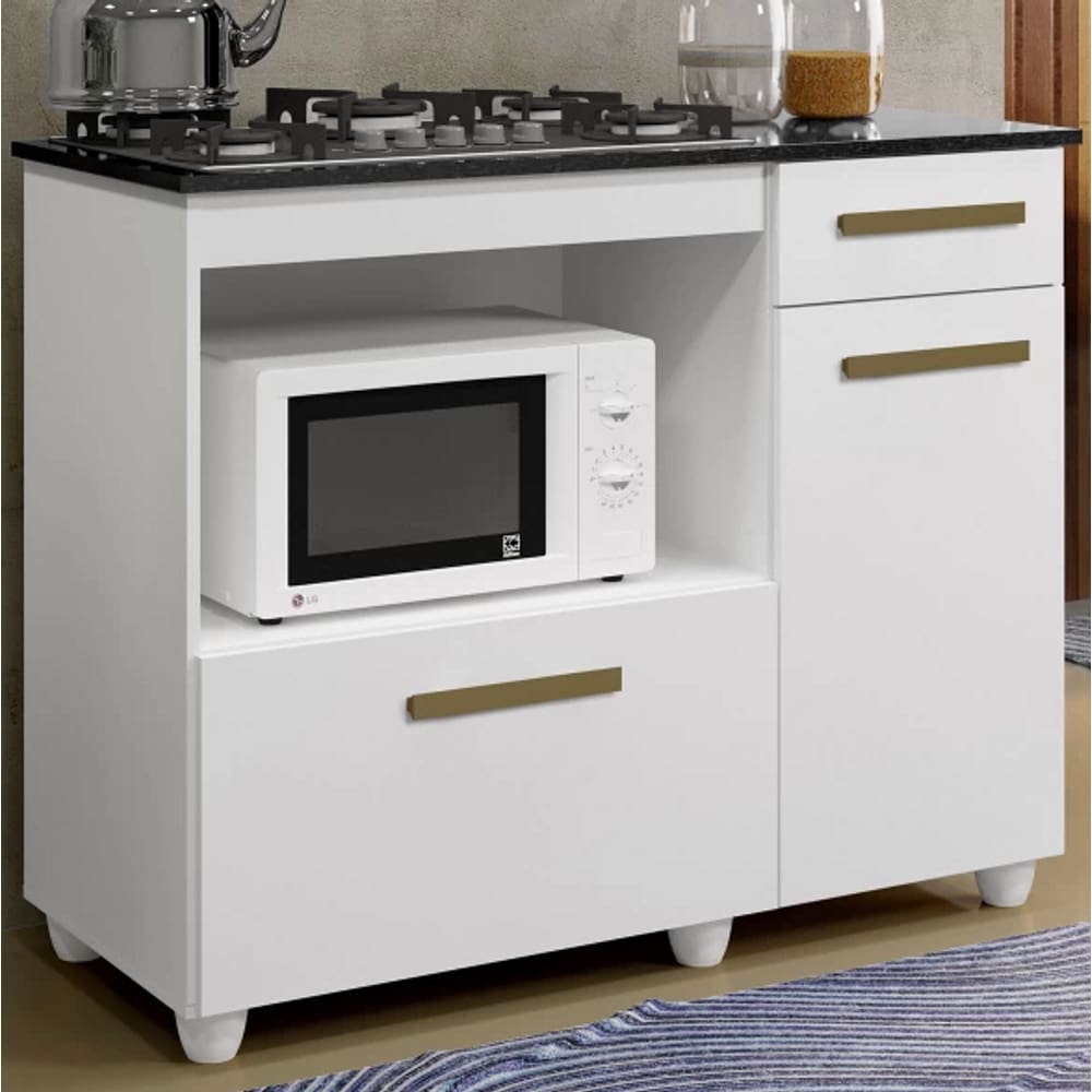 Balcão Cooktop/Forno Violeta Kaiki Móveis - Branco