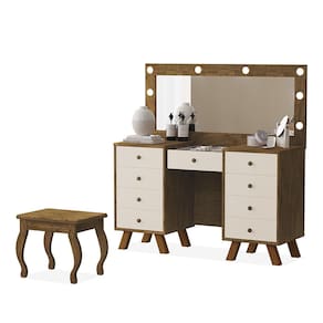 Penteadeira Camarim com Banqueta Mila Malbec Off White Luapa