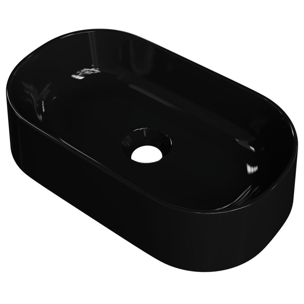 Cuba Pia de Apoio Para Banheiro Oval 43cm Hera C08 Preto - Mpozenato