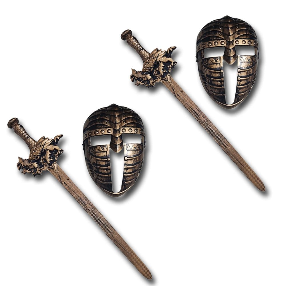2 Kits Medieval Espada e Mascara Guerreiro De Combate JR0610