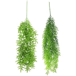 Jogo 2 Folhagens Pendente Artificial Verde Frescor e Mini Samambaia 80cm - MC Flores