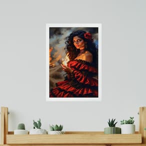Quadro Mistico Cigana Do Fogo 24X18Cm - Com Vidro