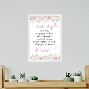 Quadro Cristão - Oração Santo Anjo 24X18Cm - Com Vidro