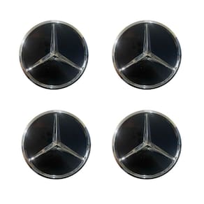 4X Calota Centro De Roda Mercedes Preto Brilhante 74Mm