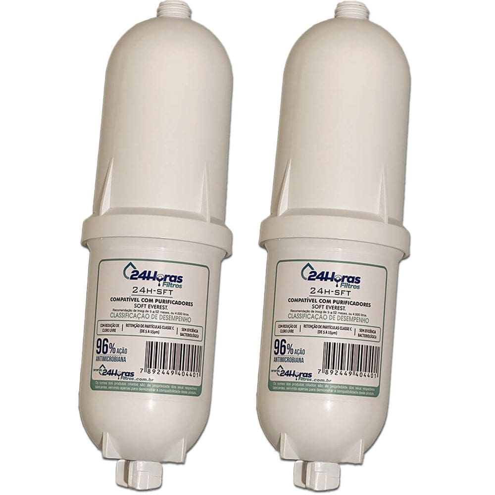 Kit 2 Filtro Refil Soft Everest Compatível Vela 2em1 Purificador de Água