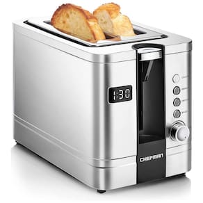 Torradeira Elétrica 2 Fatias com 3 Funções e Cronometro 850W Aço Inoxidável, 110v, CHEFMAN 2 Slice Digital Toaster,, Prateado