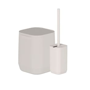Kit Lixeira 6L + Escova Sanitária Suspensa Aura Bege Ou