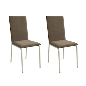 Cadeira de Jantar Kappesberg Amsterdã de Metal Estofado Cor Corino Cappuccino 2 Unidades