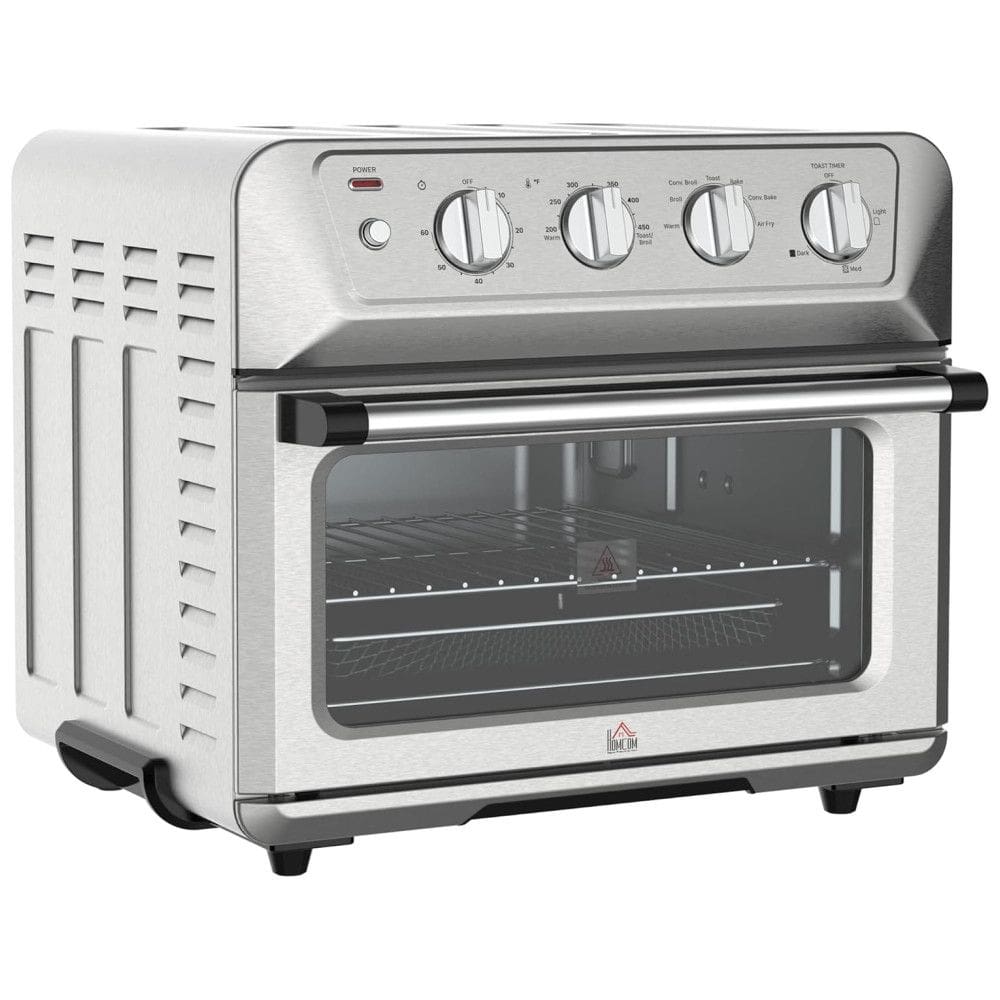 Forno Elétrico 21 Litros 7 em 1 em Aço Inoxidável Multifuncional com 4 Acessórios, 110V 1800W, HOMCOM, Prata