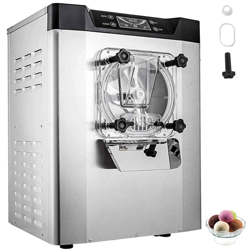 Máquina de Sorvete Profissional em Aço Inoxidável 20L por Hora com 1 Bico e Tela LCD, 110V 1400W, VEVOR, Prata