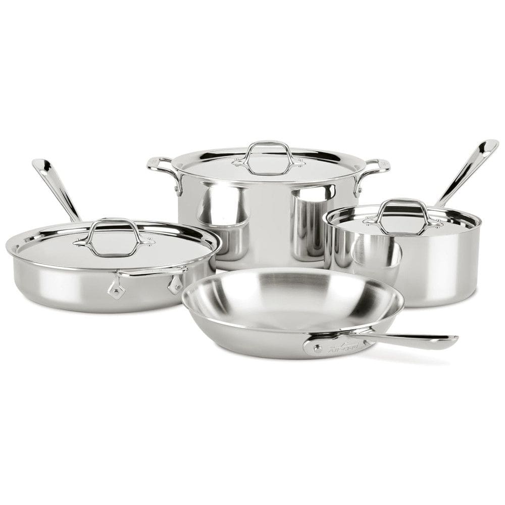 Conjunto de Panelas de Aço Inoxidável, 7 Peças, para Forno de Indução Qualidade Profissional para sua Cozinha, All Clad, Prata