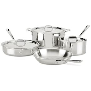 Conjunto de Panelas de Aço Inoxidável, 7 Peças, para Forno de Indução Qualidade Profissional para sua Cozinha, All Clad, Prata
