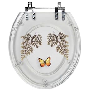 Tampa de Vaso Oval Transparente Avenca Borboleta Amarela Acrilico