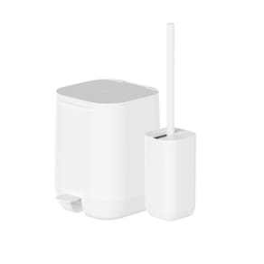 Kit Lixeira 6L + Escova Sanitária Aura Branco Ou