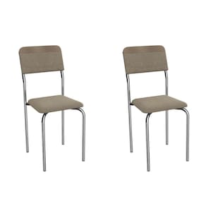 Cadeira de Jantar Kappesberg Ibiza de Metal com Assento Estofado Cor Linho Fendi 2 Unidades