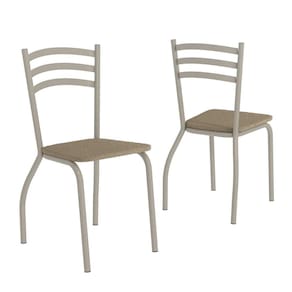 Cadeira de Jantar Kappesberg Portugal de Metal com Assento Estofado Cor Bouclé Fendi 2 Unidades