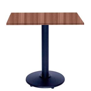 Mesa Bistrô Ferro Preto 111,50 cm (Alt) Disco Redondo Tampo MDP Quadrado 60 cm (Larg) x 2,50 cm (Alt) Walnut