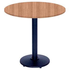 Mesa Bistrô Ferro Preto 111,50 cm (Alt) Disco Redondo Tampo MDP Redondo 60 cm (Larg) x 2,50 cm (Alt) Noce Nat
