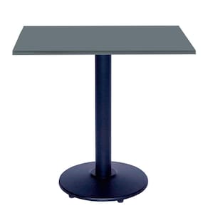 Mesa Bistrô Ferro Preto 111,50 cm (Alt) Disco Redondo Tampo MDP Quadrado 80 cm (Larg) x 2,50 cm (Alt) Grafito