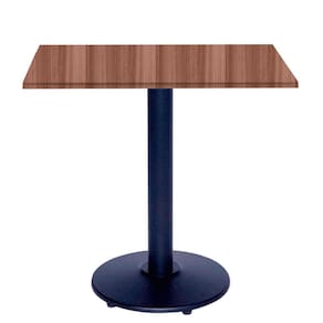 Mesa Bistrô Ferro Preto 111,50 cm (Alt) Disco Redondo Tampo MDP Quadrado 80 cm (Larg) x 2,50 cm (Alt) Walnut