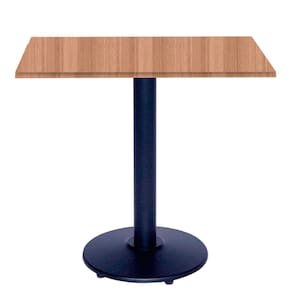 Mesa Bistrô Ferro Preto 111,50 cm (Alt) Disco Redondo Tampo MDP Quadrado 80 cm (Larg) x 2,50 cm (Alt) Noce Nat