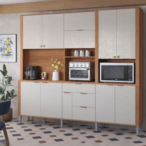 Armário de Cozinha 10 Portas 4 Gavetas Astra Jequitibá/Areia - Lukaliam