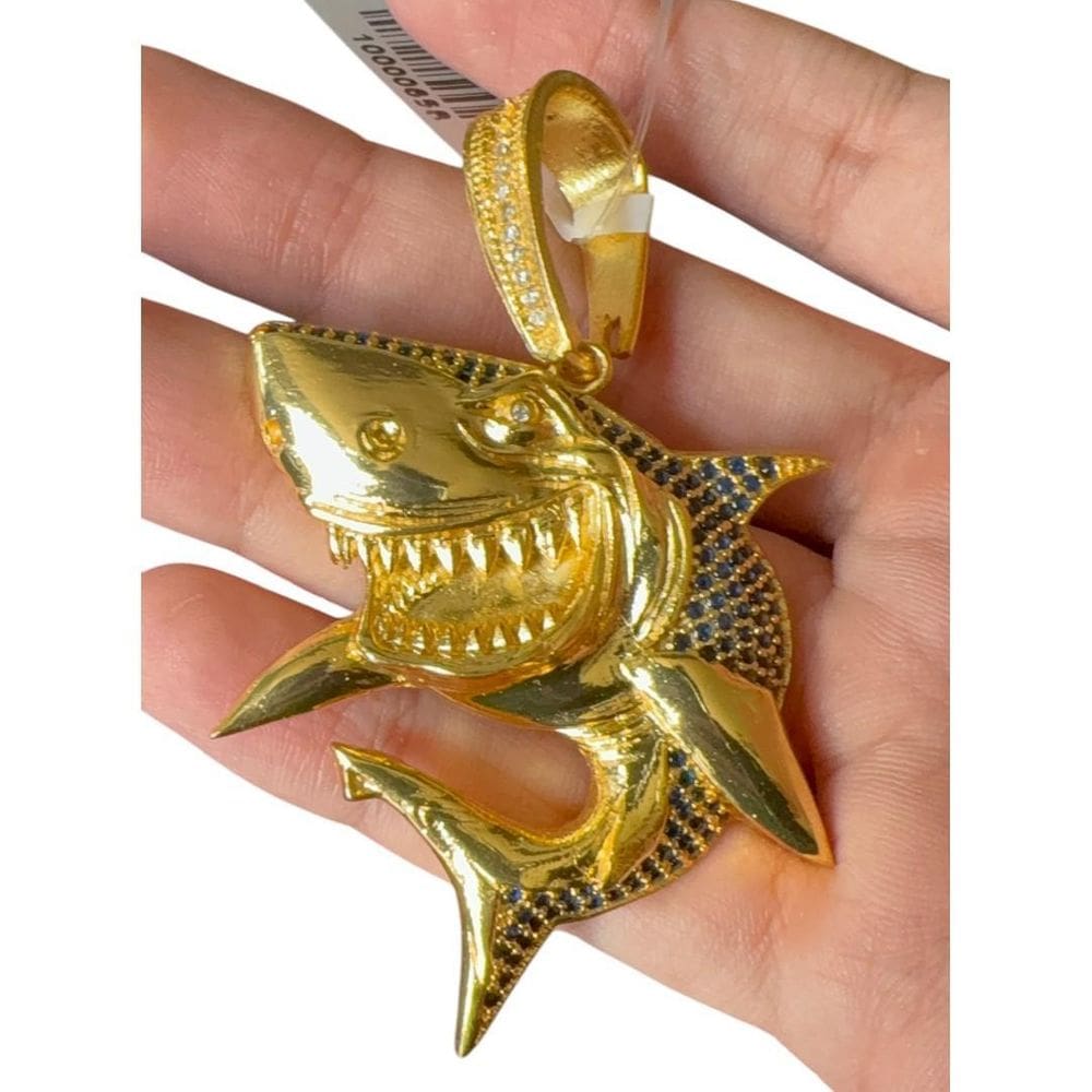 Pingente Tubarão G - Banhado A Ouro 18K