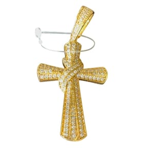 Pingente Cruz Trançada Cravejada - Banhado A Ouro 18K
