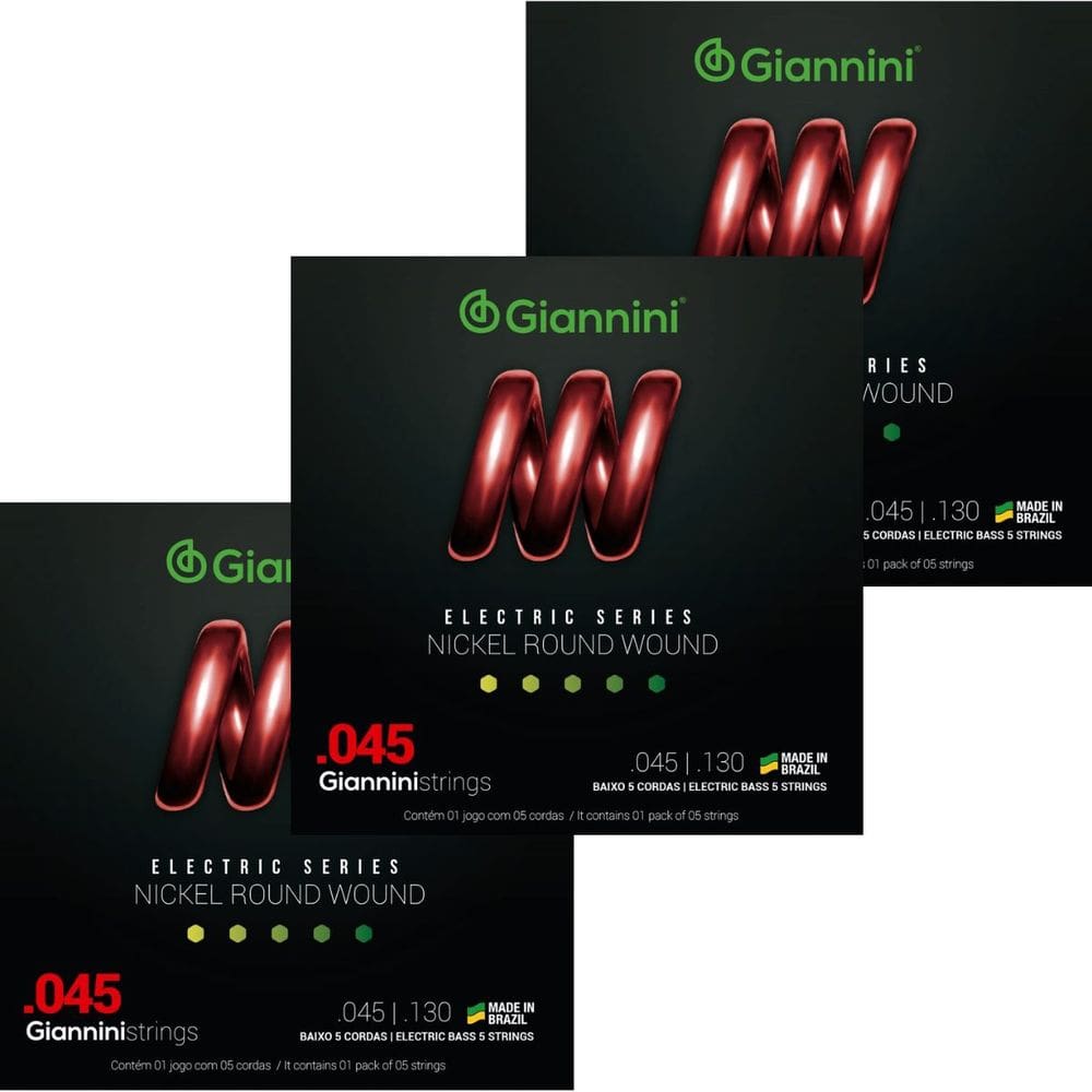 Kit 3 Encordoamento Baixo Giannini Electric GEEBRS5 Nickel 0.045”