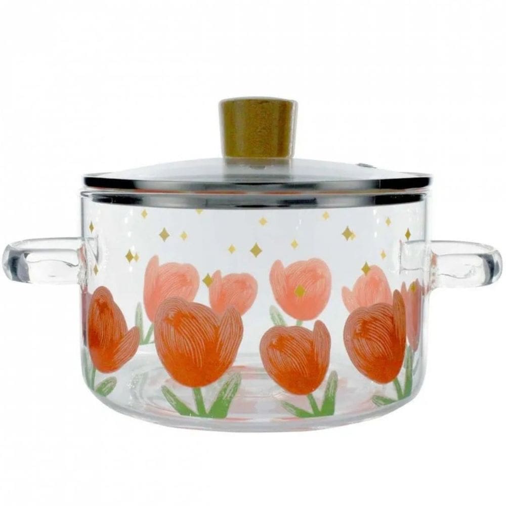 Panela de Vidro Borossilicato Tulipa 1,8L - Caçarola Vidro