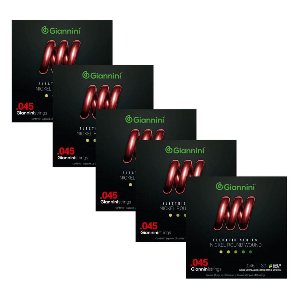 Kit 5 Encordoamento Baixo Giannini Electric GEEBRS5 Nickel 0.045”