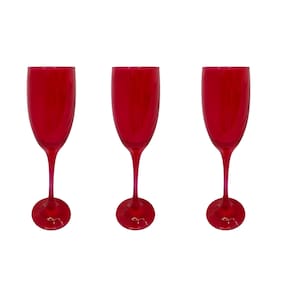 Conjunto 3 Taças Vidro Vermelha Champanhe 190 ml Nadir