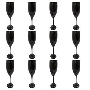 Conjunto 12 Taças Vidro Preta Champanhe 190 ml Nadir
